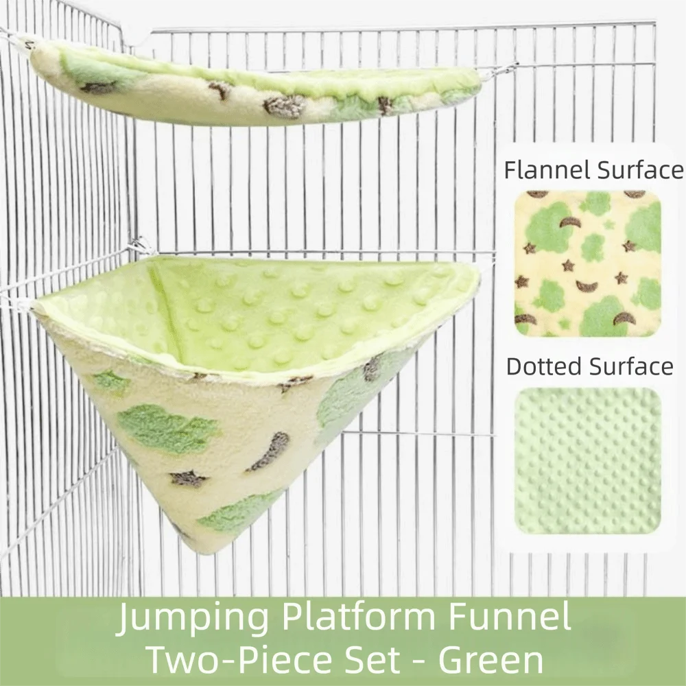 2-Piece Flannel Sugar Glider & Hamster Hammock Nest Set Small Animal Hammock Babs Green