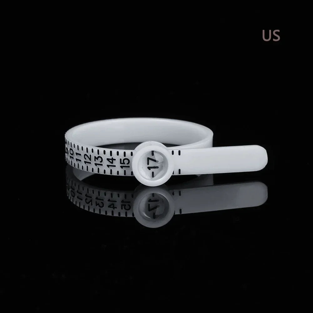Ring Sizer Measuring Tool – Plastic US Size 1–17 Soft Ruler Ring Sizer Tool Babs Magnifier-US WHITE