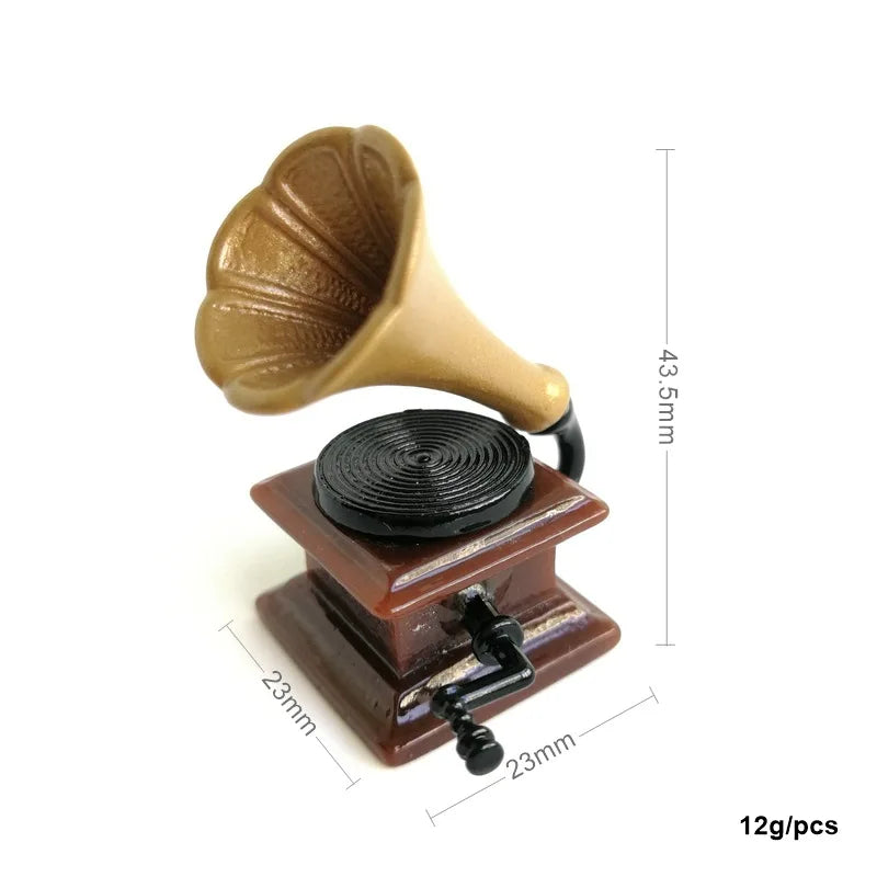 1:12 Miniature Retro Phonograph Record Player – Dollhouse DIY Dollhouse Miniature Babs