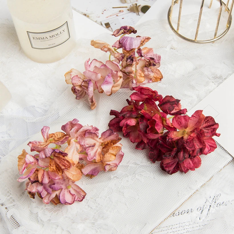 10 Artificial Silk Hydrangea Heads – DIY Wedding Floral Decor Artificial Silk Flowers Babs