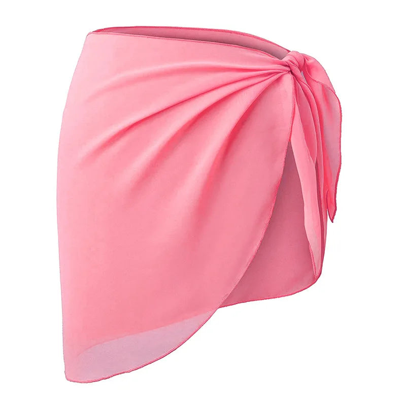 Chiffon Beach Sarong Wrap Skirt – Flowy Bikini Cover-Up Swimwear Cover-Up Babs Pink-1PC One Size