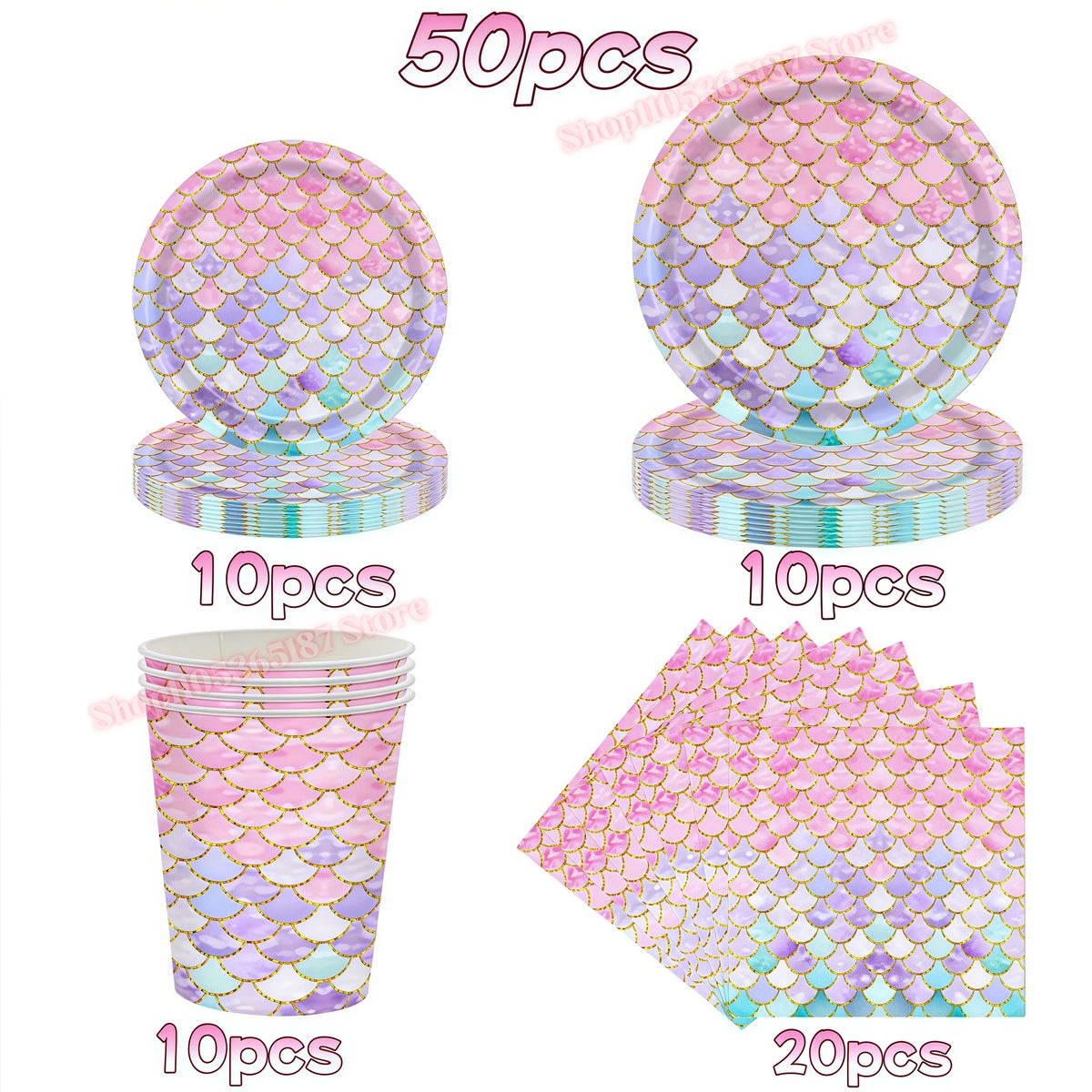 Mermaid Birthday Party Decorations Set – Plates, Cups & More