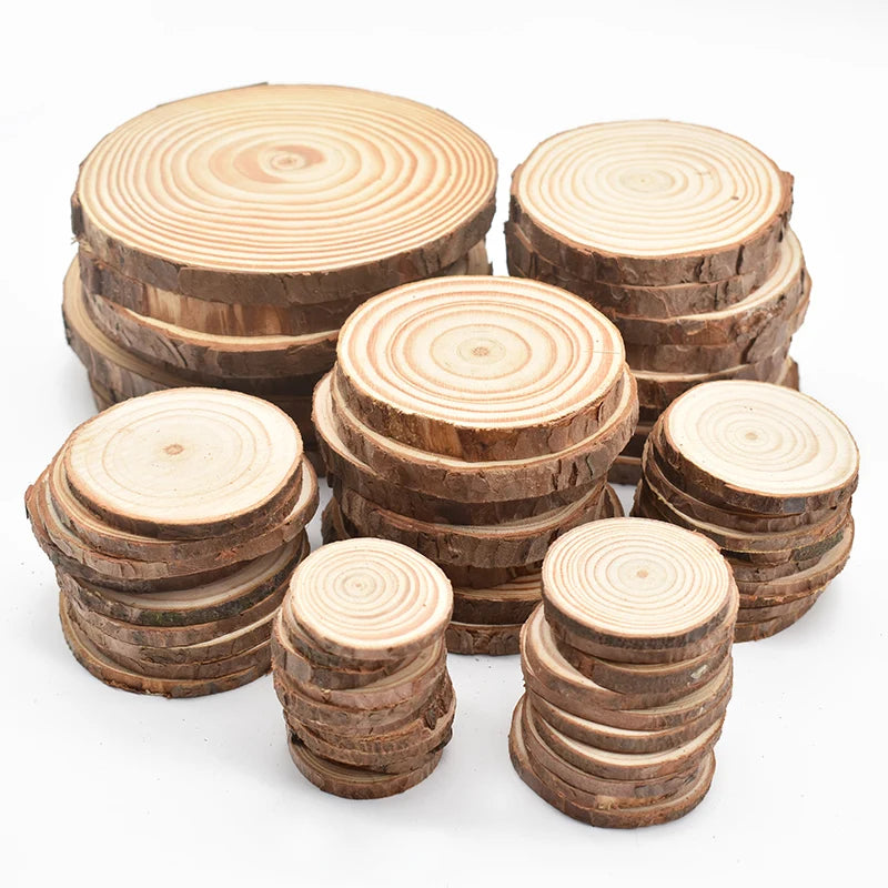 Natural Pine Wood Slices Unfinished Log Discs – DIY Crafts Wood Craft Discs Babs