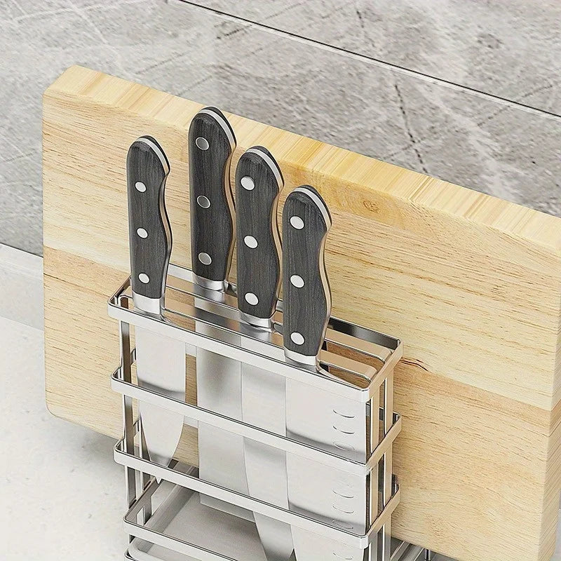 304 Stainless Steel Knife Holder & Organizer for Kitchen Counter Knife Block Organizer Babs