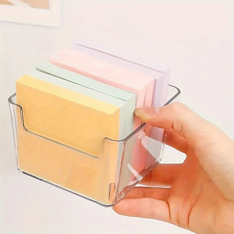 2pcs Transparent Sticky Note Keeper – Compact Desk Organizer Sticky Note Holder Babs