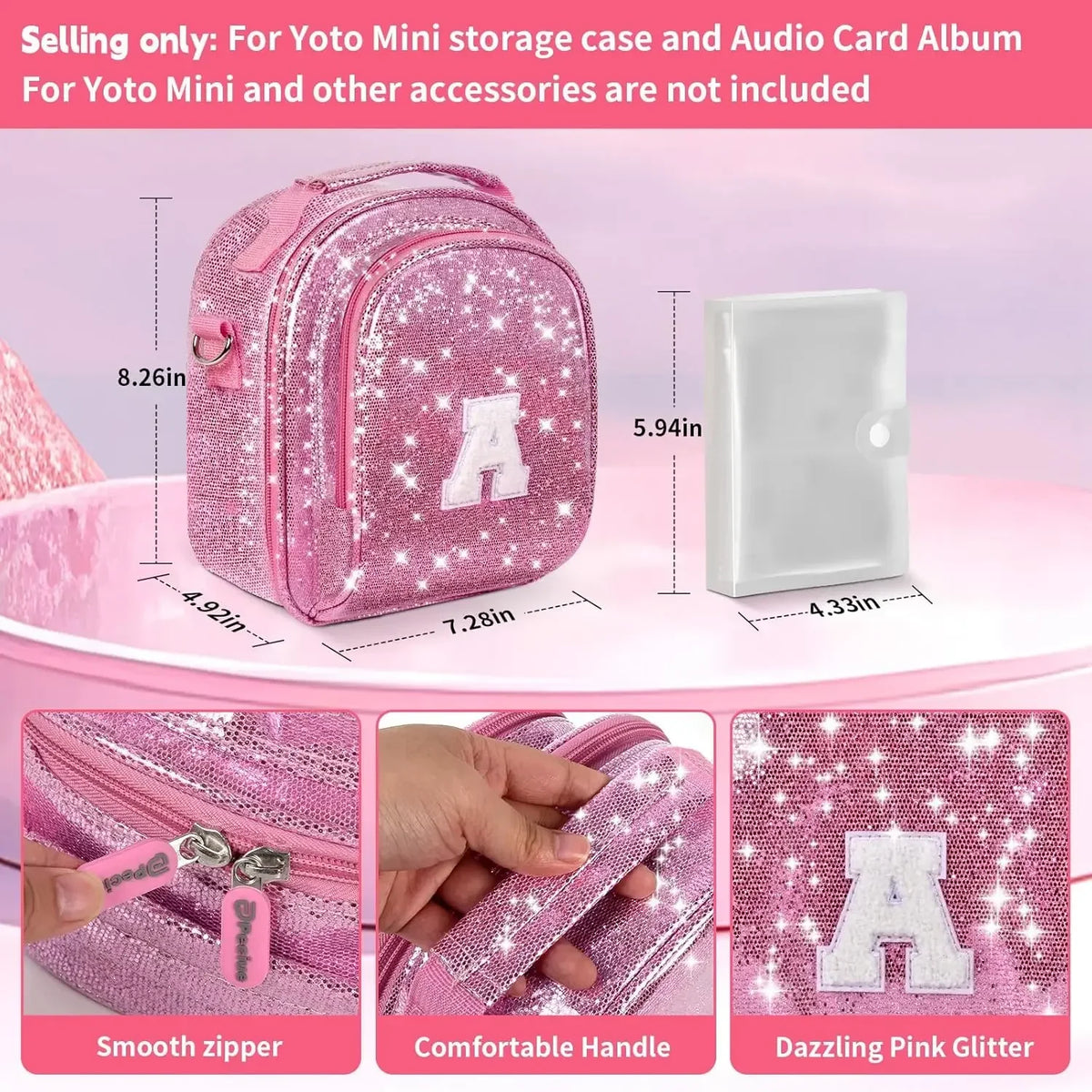 Paiyule Pink Case for Yoto Mini Player 2024 – Holds 120 Cards Kids Player Travel Case Babs