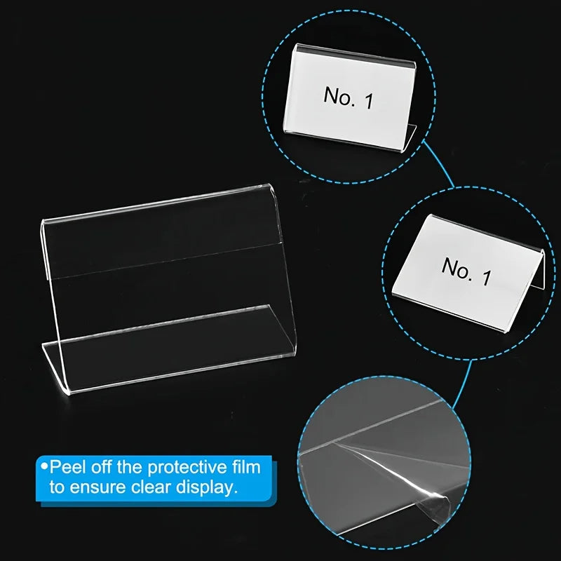 8pcs Transparent L-Shaped Business Card & Sign Display Stand Card Display Stand Babs