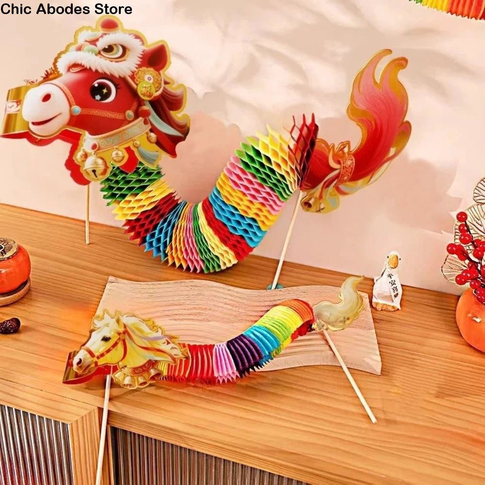 Chinese Paper Dance Horse 3D Handmade Ornament – 2026 Paper Craft Ornament Babs