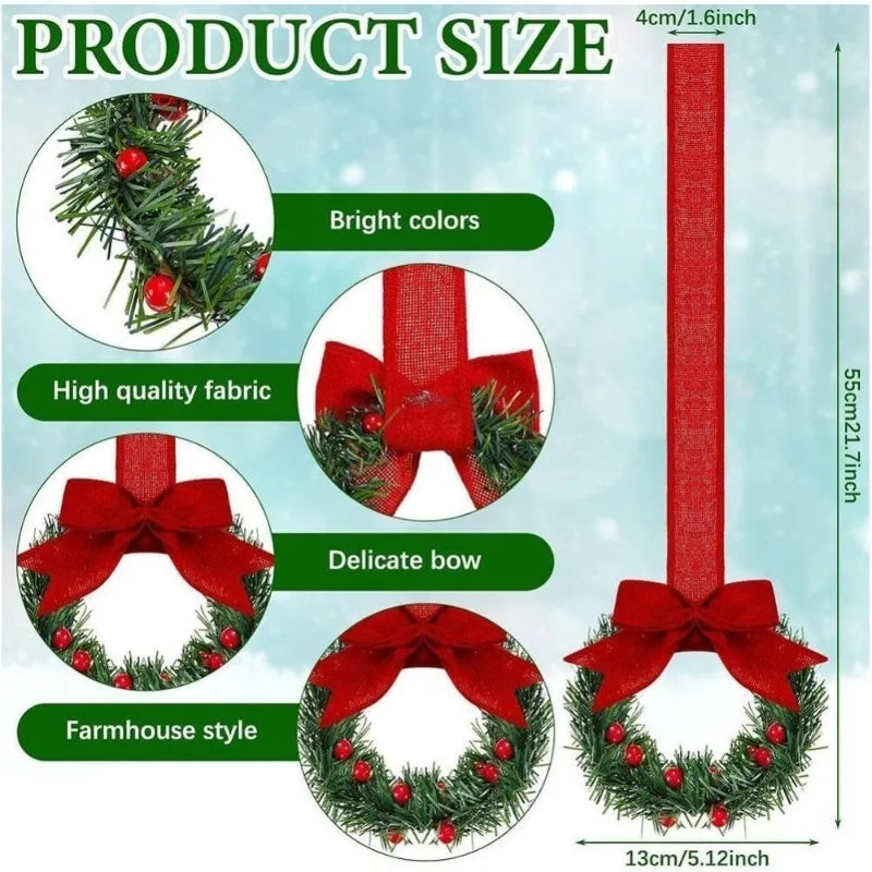 Christmas Garland with Red Bow – Festive Holiday Cabinet Decor Christmas Garland Babs