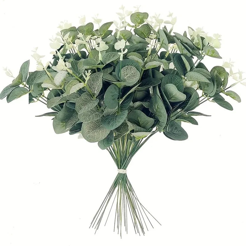 Artificial Eucalyptus Leaf Stems 5/10/20 Pcs – Wedding Home Decor Artificial Plant Stems Babs Green 20PCS