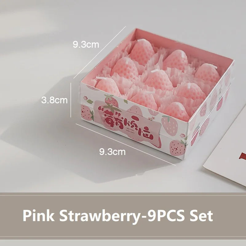 Strawberry Scented Candles Gift Box – Handmade Fruit Candles Scented Candle Set Babs 9P