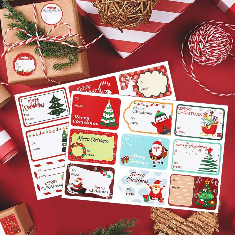 90pcs Christmas Gift Stickers – 10 Sheets Labels & Name Tags Christmas Sticker Sheets Babs