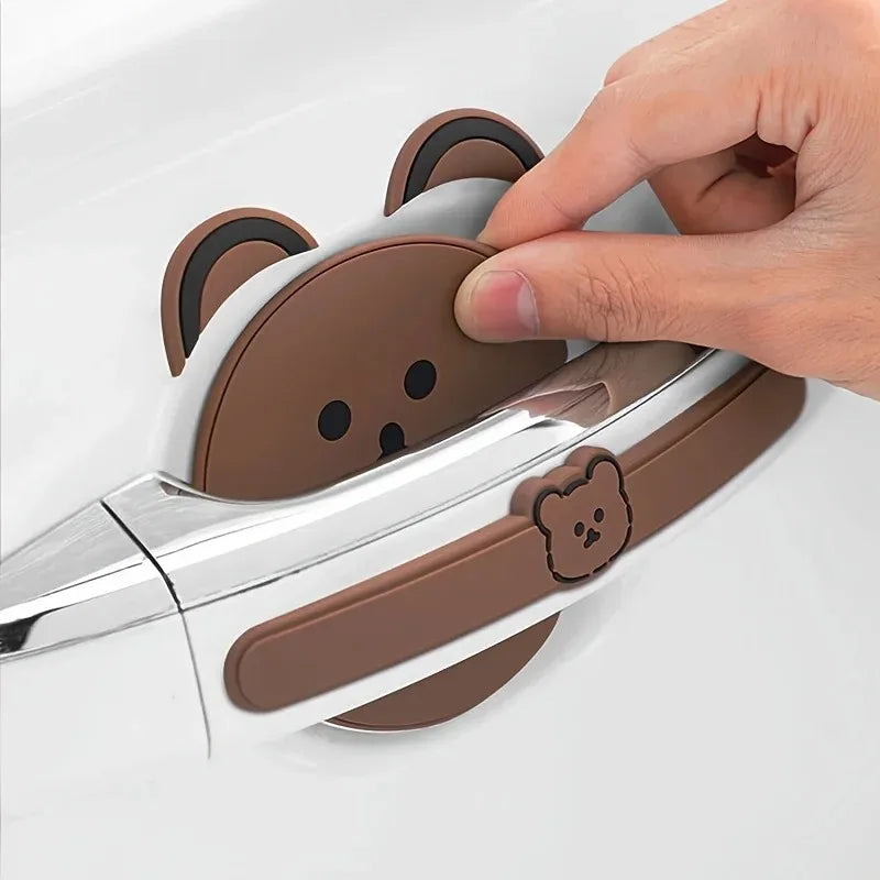 8pcs Bear Silicone Car Door Handle Protector Anti-Scratch Car Handle Protector Babs