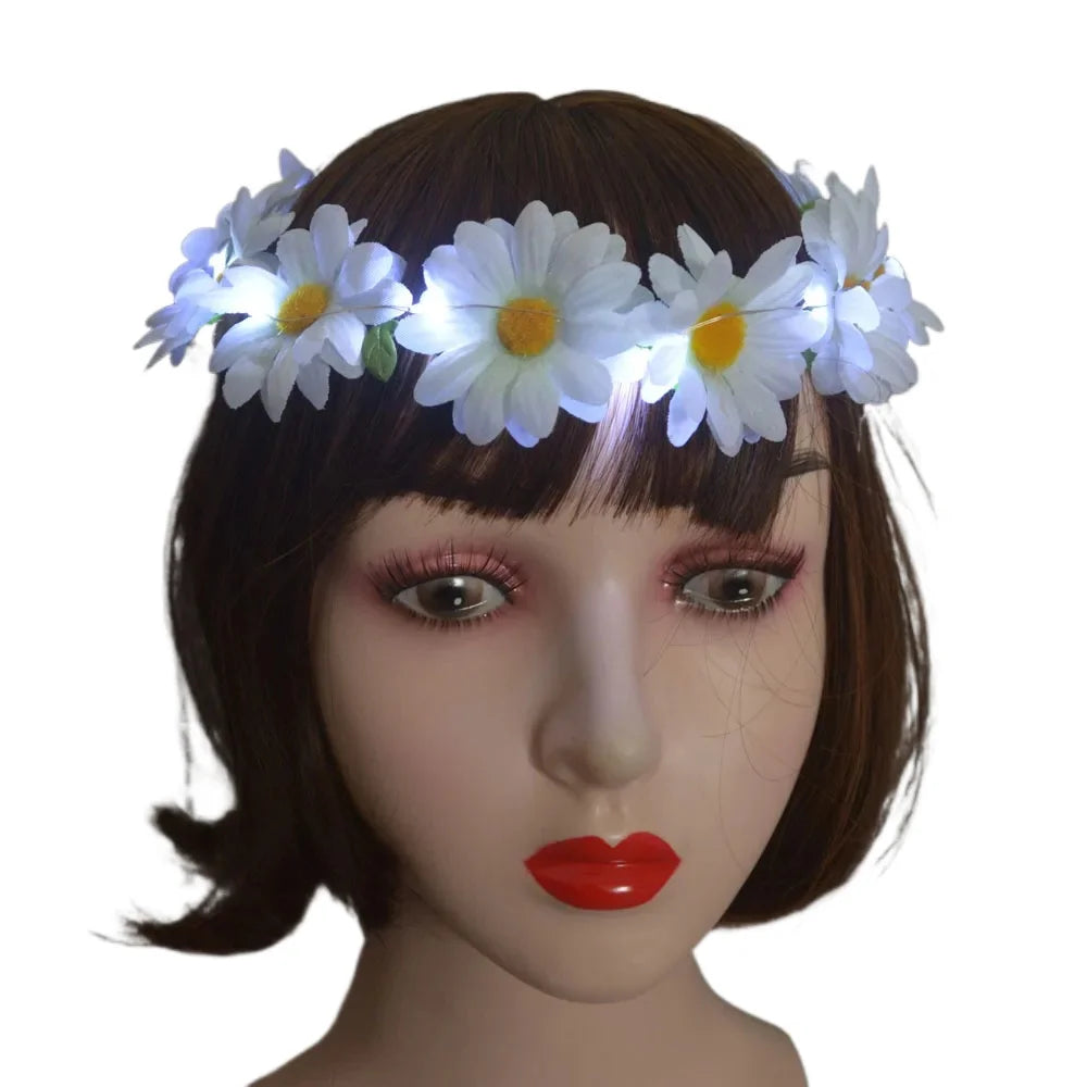 12pc LED Flower Crown Headbands – Glow Party Supplies LED Party Headband Babs