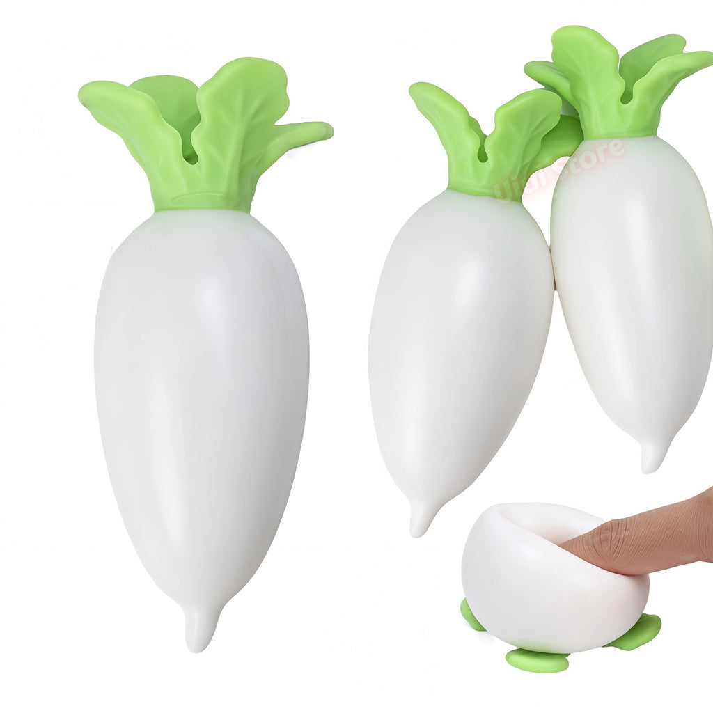 Squishy White Radish Fidget Toy – Desk Decor & Novelty Gift Squishy Fidget Toy Babs