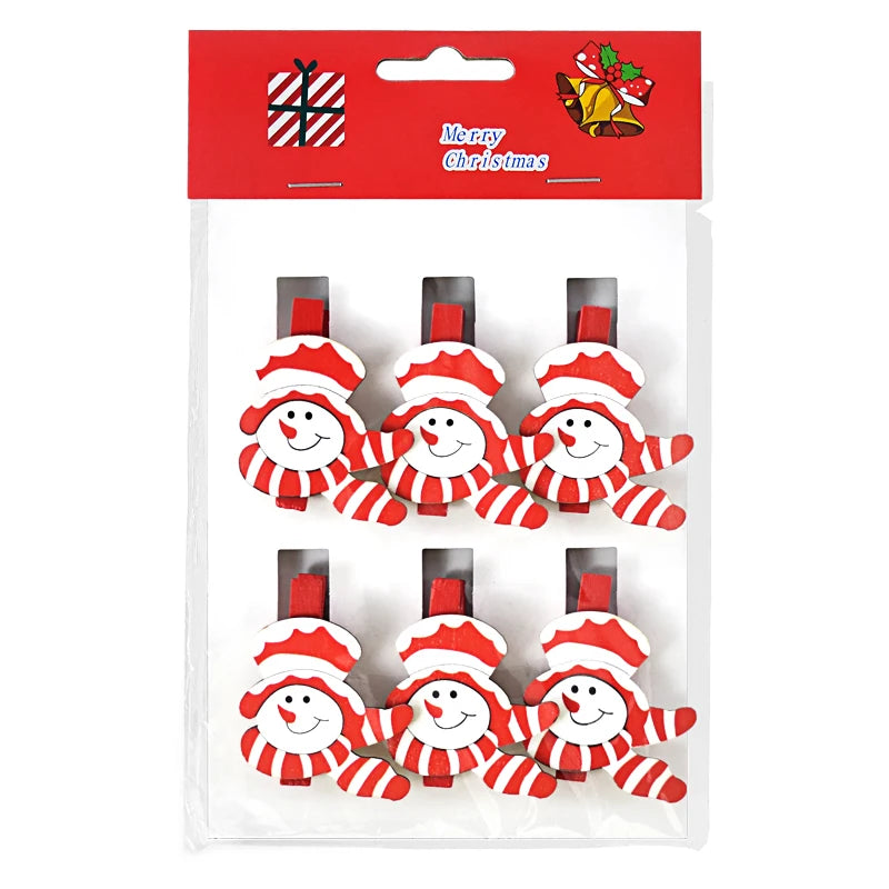 6pcs Christmas Wooden Clips – Xmas Photo Wall DIY Décor Set Christmas Wooden Clips Babs C