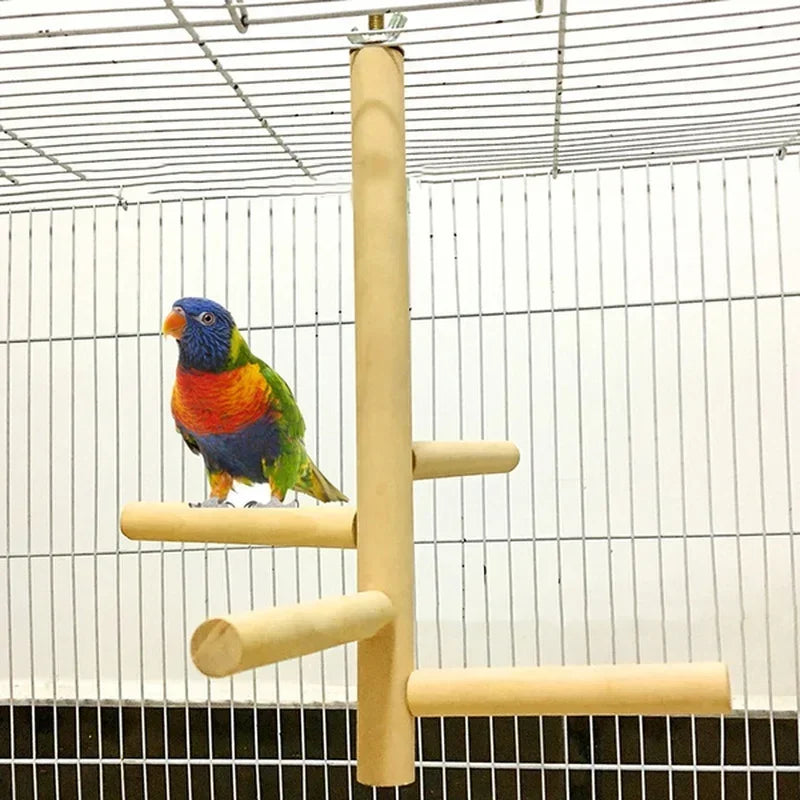 4-Layer Wood Rotating Ladder Swing Toy for Parrots & Parakeets Bird Cage Toy Babs