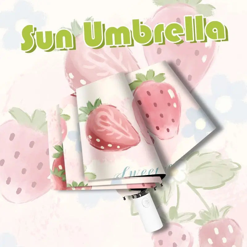 Automatic Strawberry UV Protection Umbrella UPF50+ Foldable UV Protection Umbrella Babs
