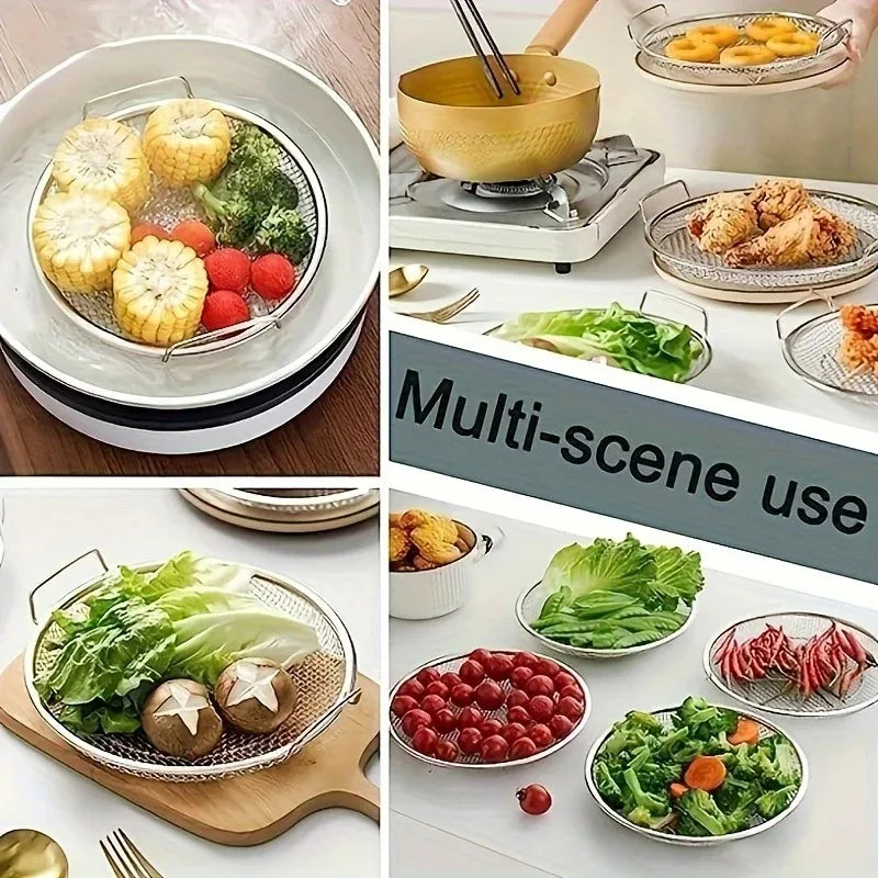 304 Stainless Steel Frying Strainer & Oil Filter Colander Kitchen Strainer Colander Babs