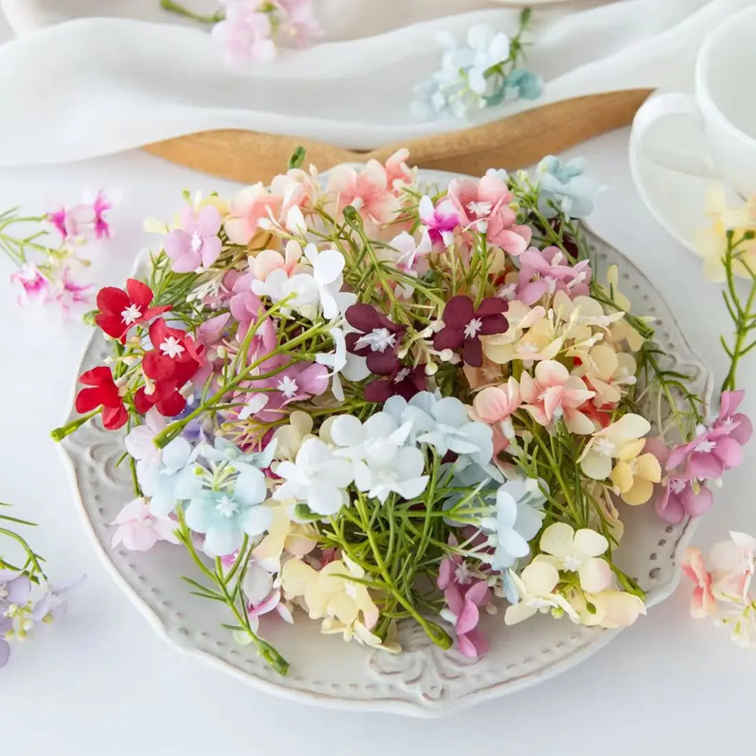 50/100pcs Silk Plum Blossom Artificial Flowers – Party & Wedding Decor Artificial Silk Flowers Babs