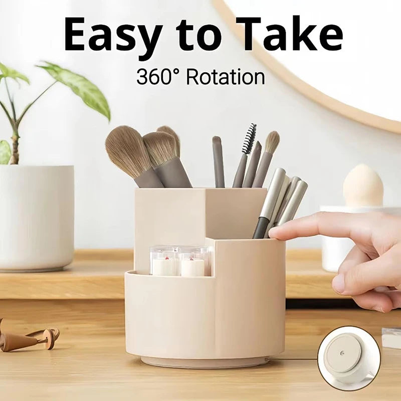 360° Rotating Pen & Makeup Brush Holder – 3-Slot Organizer Rotating Desk Organizer Babs
