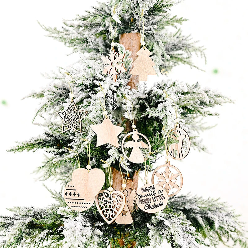 12 Christmas Wooden Ornaments – DIY Xmas Tree Pendants Christmas Wood Ornaments Babs