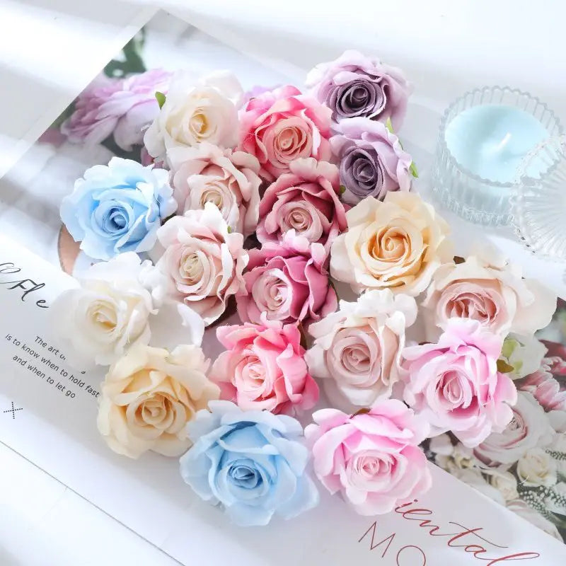 Silk Artificial Rose Flower Heads 5/10 Pcs – Wedding & Home Decor Artificial Silk Flowers Babs