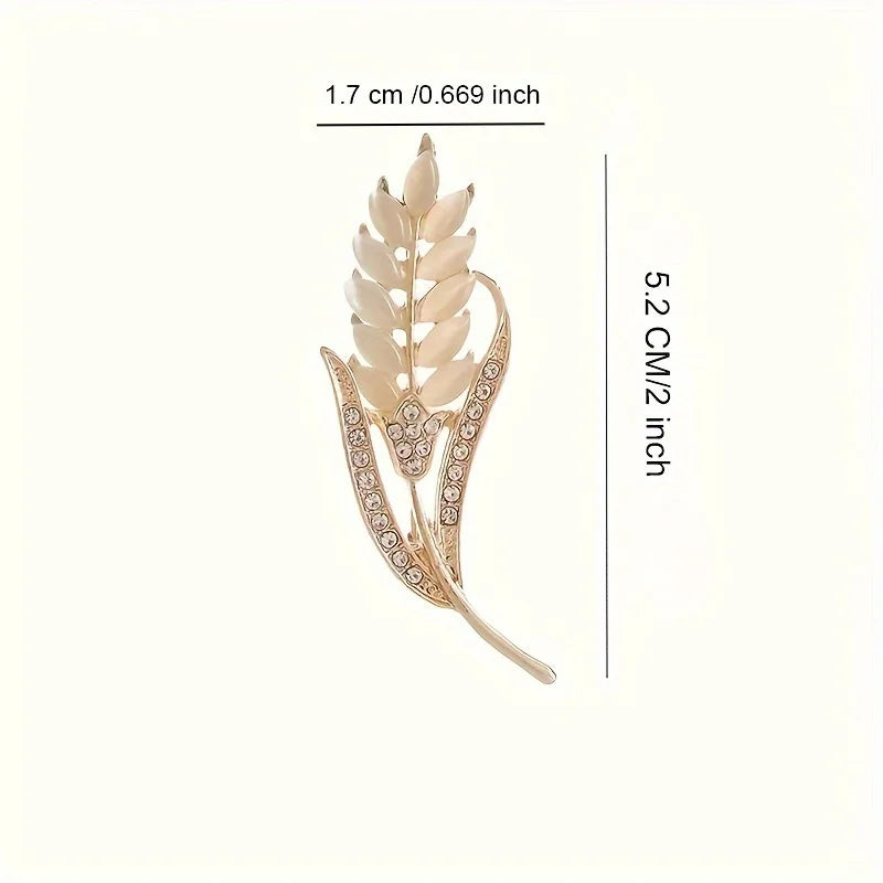 Elegant Wheat Crystal Brooch – Rhinestone Suit Coat Pin Crystal Brooch Pin Babs