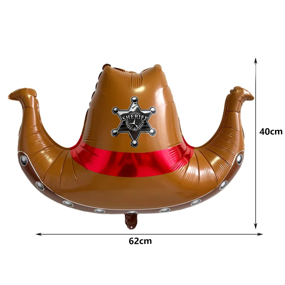 Western Cowboy Party Balloons – Boot Hat Pistol Foil Set