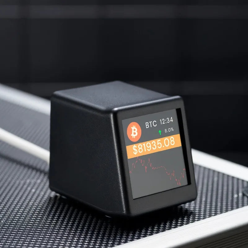 WiFi Crypto Price Tracker Desk Clock – BTC & 300 Coins Crypto Tracker Clock Babs Black