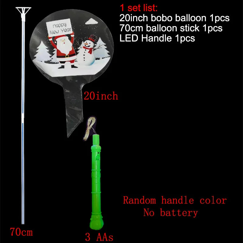 Christmas LED BoBo Balloons Set – Flashing Handle & 70cm Stick LED Party Balloons Babs Green E 20 Packs
