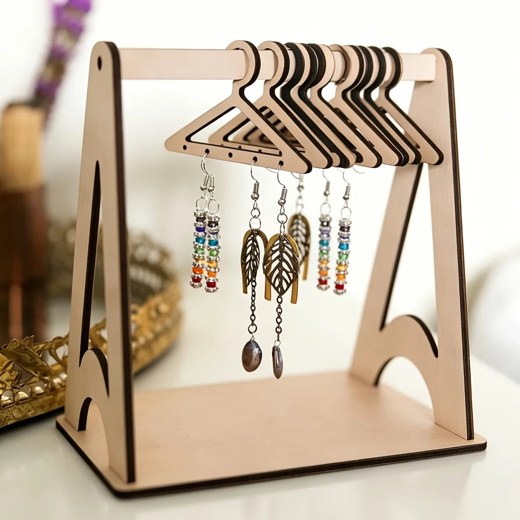 Rustic Wood Jewelry Organizer Stand – Earrings, Necklace & Ring Jewelry Organizer Stand Babs
