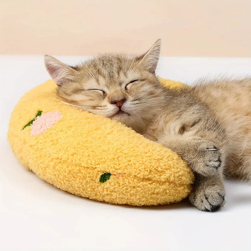 Cat Moon Shaped Plush Pillow – Soft Pet Sleeping Mat for Cats & Dogs Pet Sleeping Pillow Babs