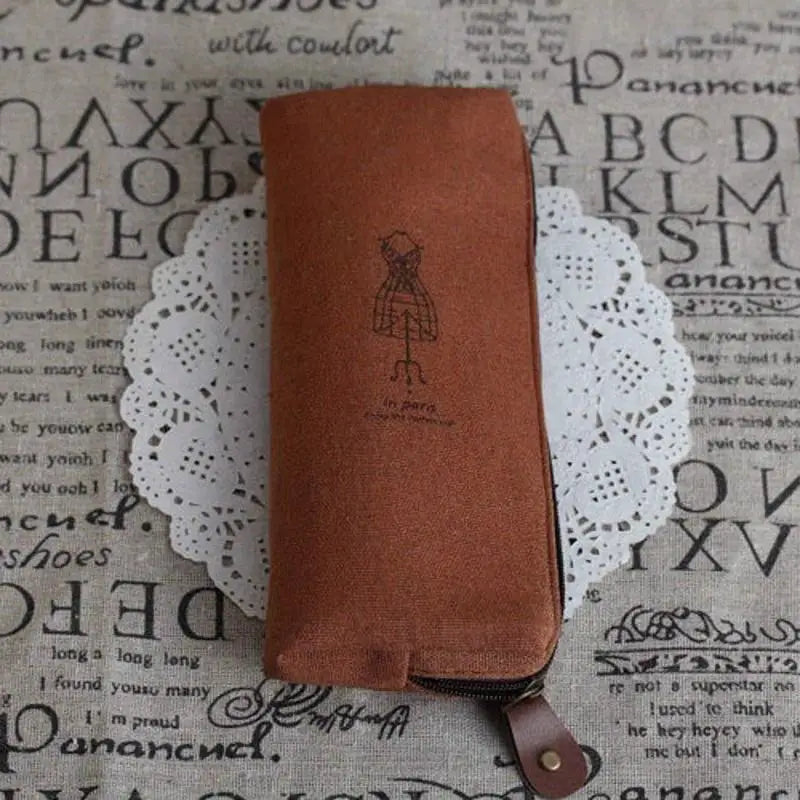 Retro Paris Tower Canvas Pencil Bag & Zipper Coin Pouch Canvas Pencil Case Babs