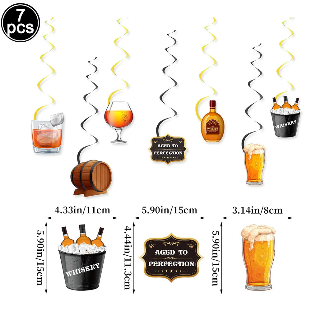 Whiskey Party Decor Set – Balloons, Banner & Table Honeycomb Party Decoration Set Babs Red
