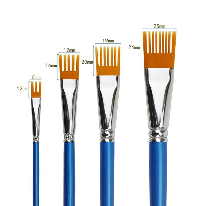 4Pcs Serrated Paintbrush Set – Watercolor, Oil & Acrylic Art Art Paintbrush Set Babs Blue