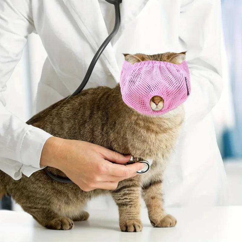 Adjustable Breathable Mesh Cat Muzzle for Safe Grooming Cat Grooming Muzzle Babs
