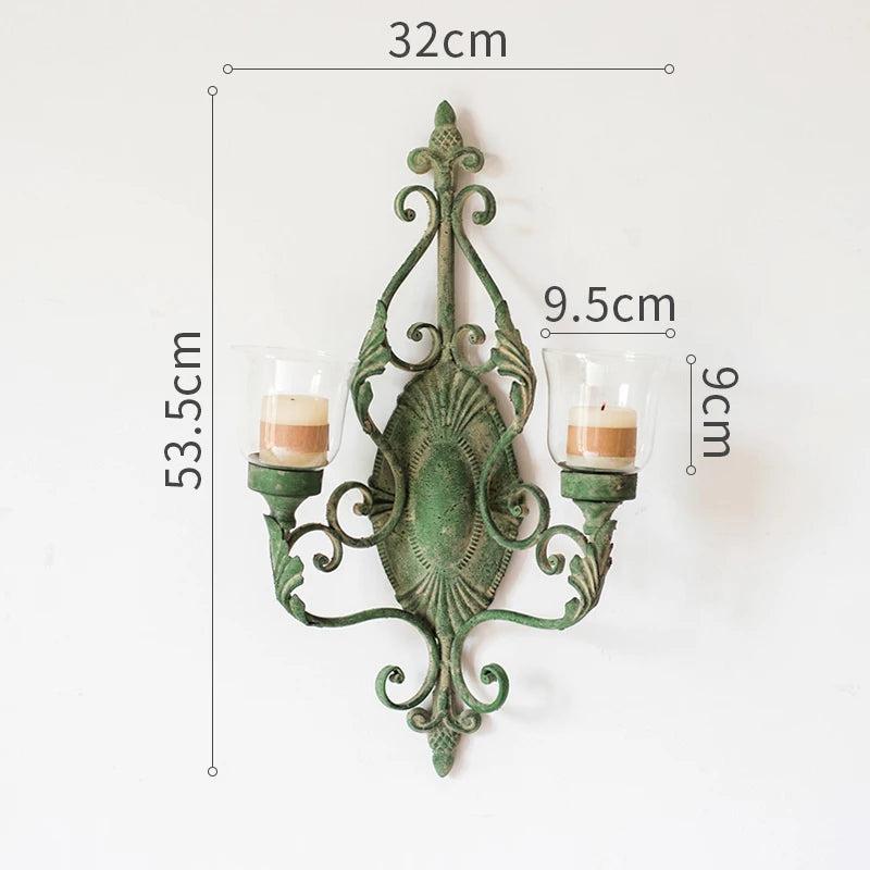 Retro Wrought Iron Wall Candle Holder – French Garden Sconce Wall Candle Sconce Babs