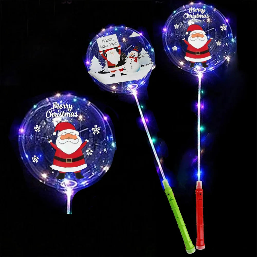 Christmas LED BoBo Balloons Set – Flashing Handle & 70cm Stick LED Party Balloons Babs