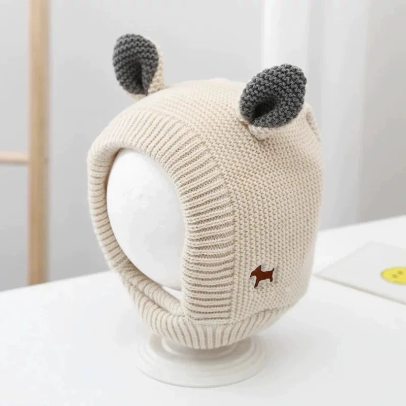 Pet Knitted Ear Muffs Hat – Winter Ear Warmer for Dogs & Cats Pet Winter Hat Babs Beige