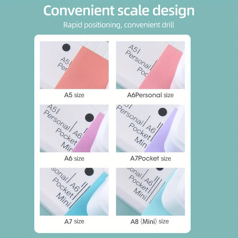 3-Hole Loose Leaf Paper Puncher – A5/A6/A7/A8, 8 Sheets Loose Leaf Hole Punch Babs