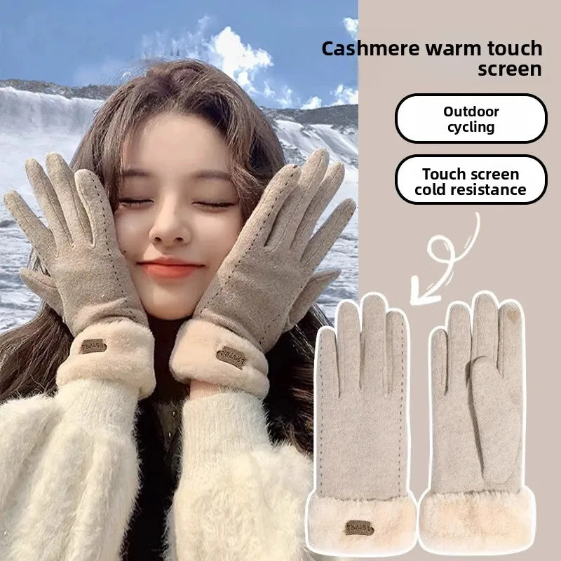 Women's Winter Thermal Touchscreen Gloves – Cashmere Lined Thermal Cycling Gloves Babs