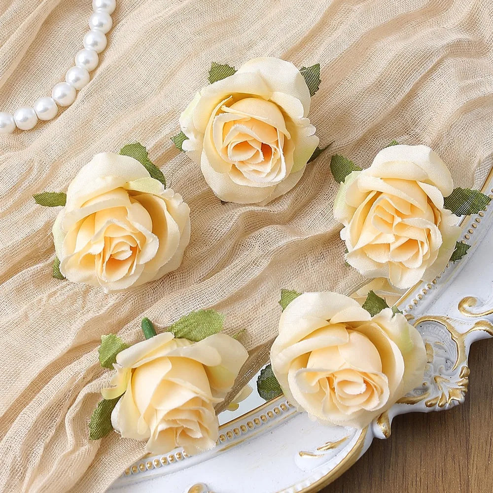 Yellow Silk Artificial Rose Heads – Wedding & Home Décor DIY Artificial Silk Flowers Babs 23 10Pcs