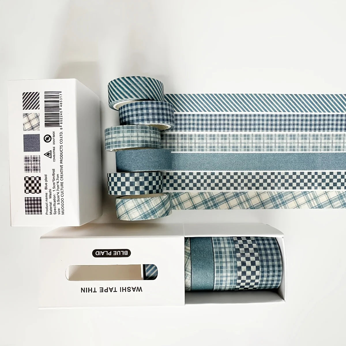 Washi Tape Set 6 Rolls Checked Design – Crafts, Journals & More Decorative Craft Tape Babs
