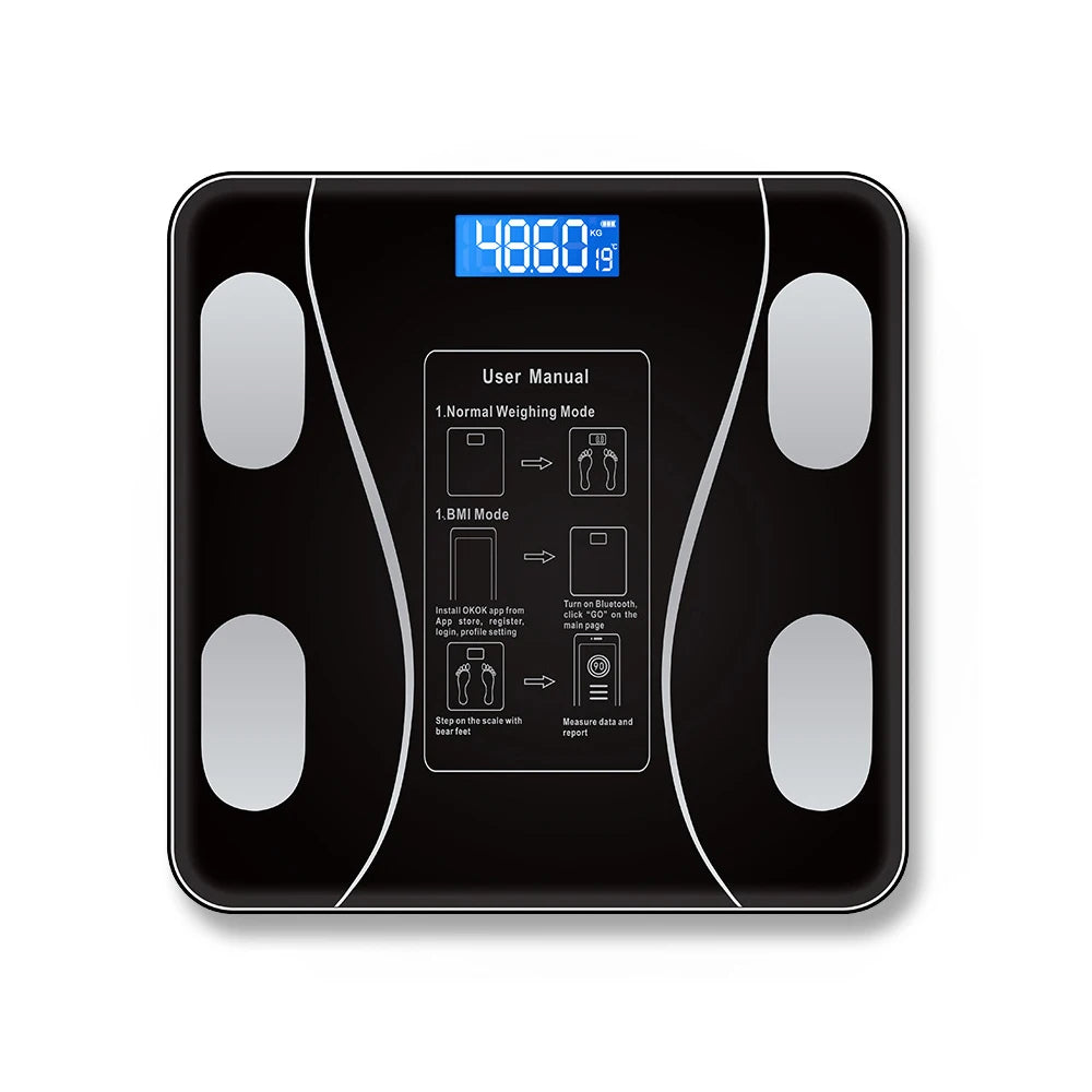 Bluetooth Digital Weight Scale – Smart Battery-Powered Home Scale Bluetooth Body Scale Babs Black