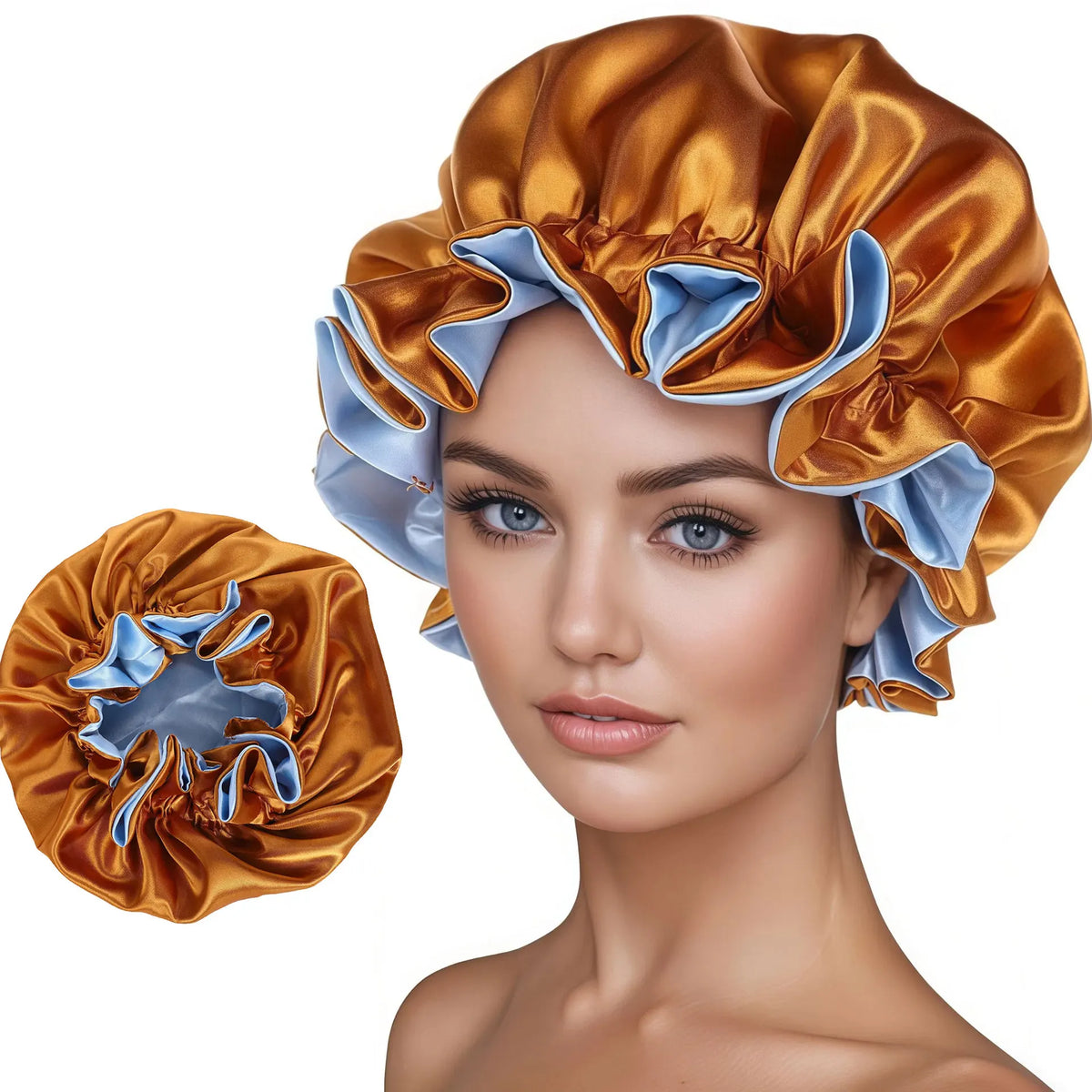Two-Tone Satin Sleep Bonnet – Double Layer Reversible Hair Cap Satin Sleep Bonnet Babs GB