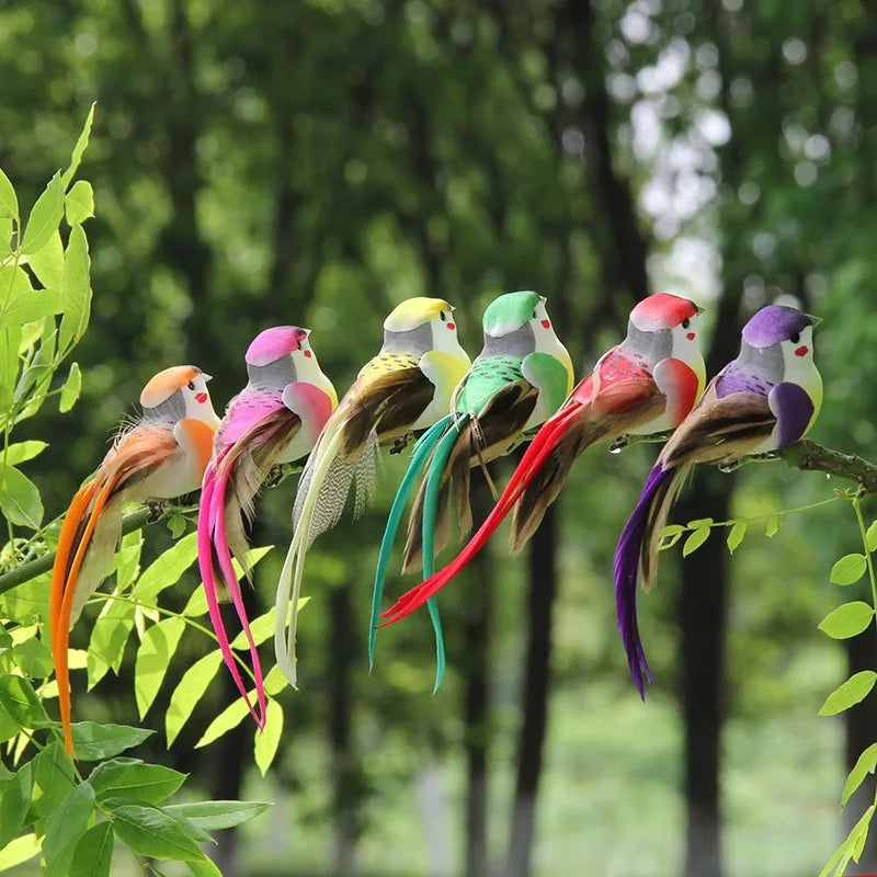 Decorative Simulation Feather Birds for Garden & Crafts – 6pcs Garden Decorative Birds Babs