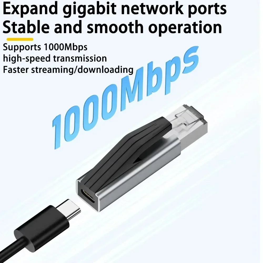 USB-C to RJ45 Gigabit Ethernet Adapter 1000Mbps Plug & Play Ethernet Network Adapter Babs