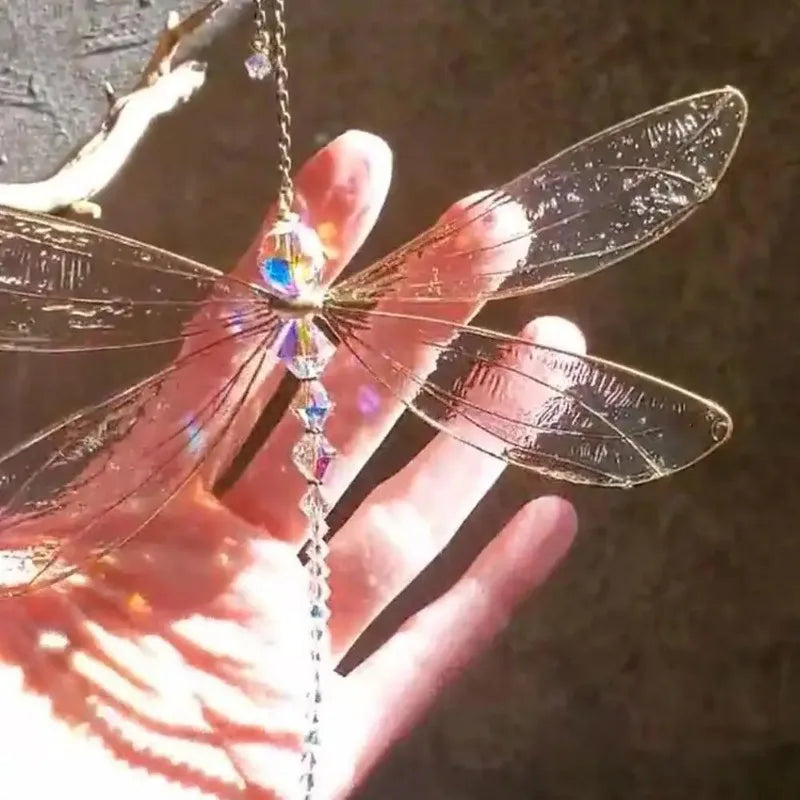 Crystal Dragonfly Wind Chime Sun Catcher – Garden & Window Decor Wind Chime Ornament Babs
