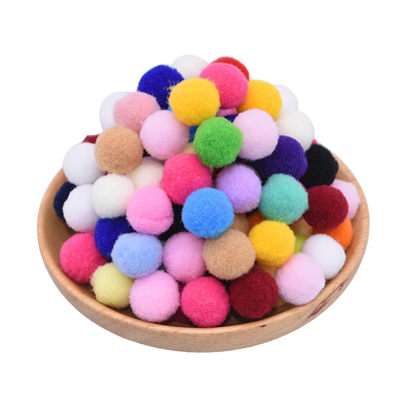 100Pcs Colorful Felt Pom Poms 15–25mm DIY Craft Balls Craft Pom Poms Babs
